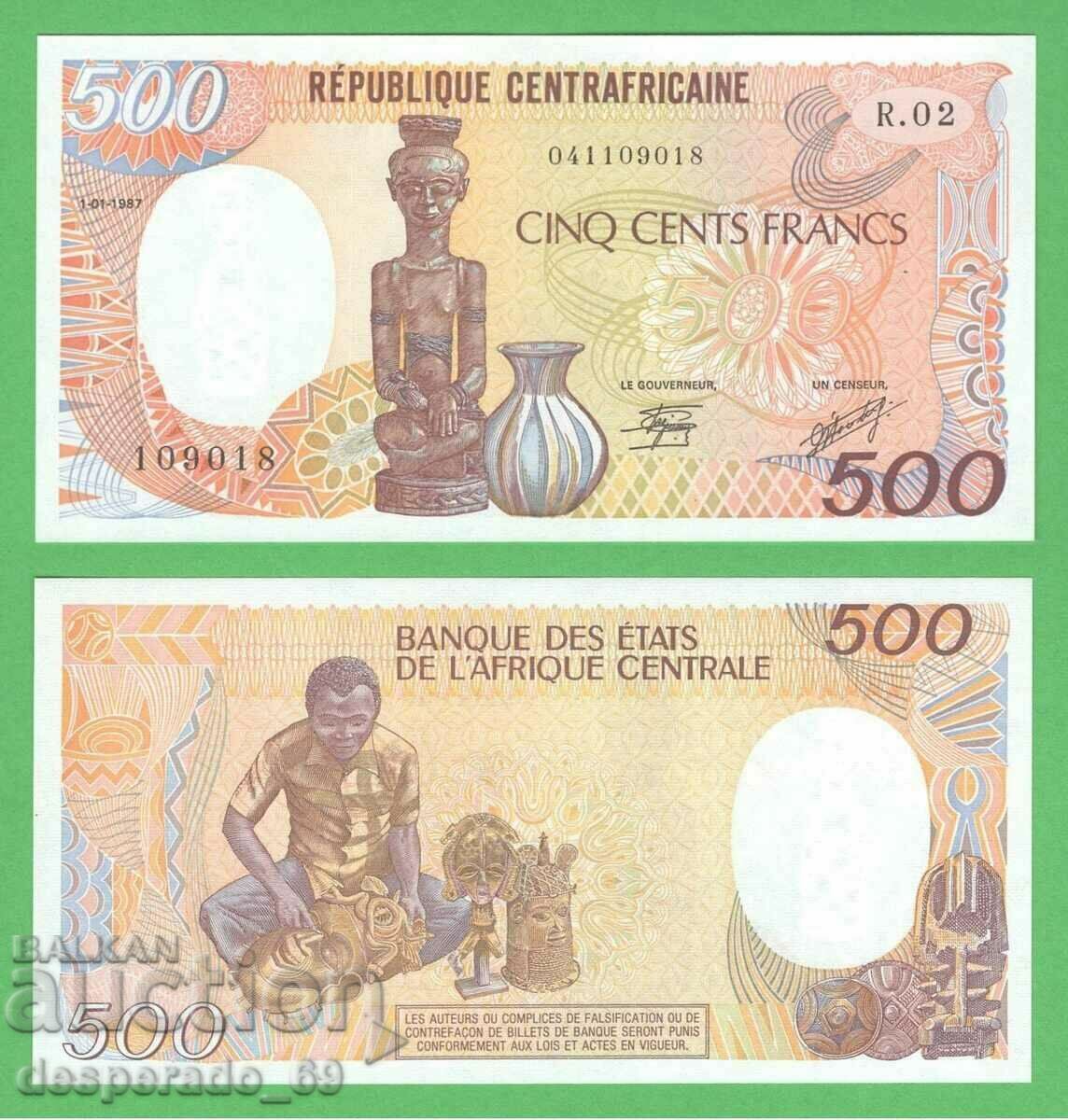 (¯`'•.¸   ЦЕНТР. АФРИКАНСКА РЕПУБЛИКА  500 франка 1987  UNC