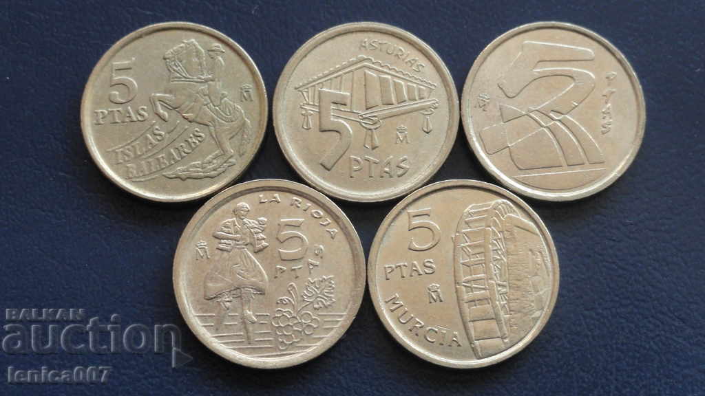 Spain - 5 pesetas (5 pieces) - 5 Spain - 5 pesetas (5 pieces) - 5
