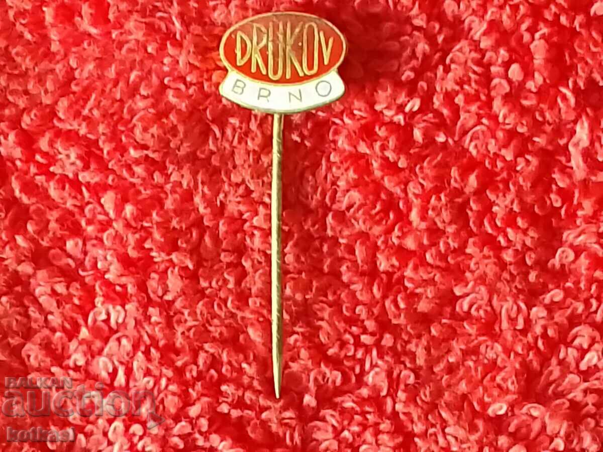Auction Old badge bronze pin DRUKOV BRNO Auction Old badge bronze pin DRUKOV BRNO
