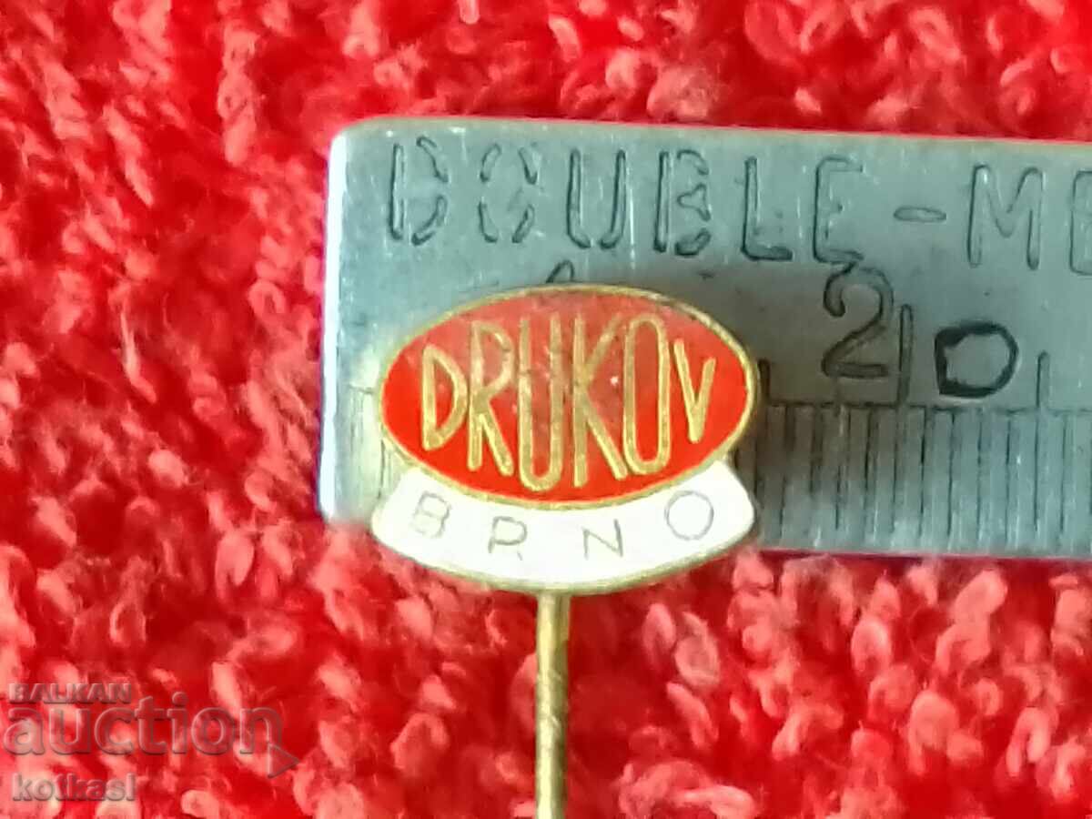 Old badge bronze pin DRUKOV BRNO Old badge bronze pin DRUKOV BRNO