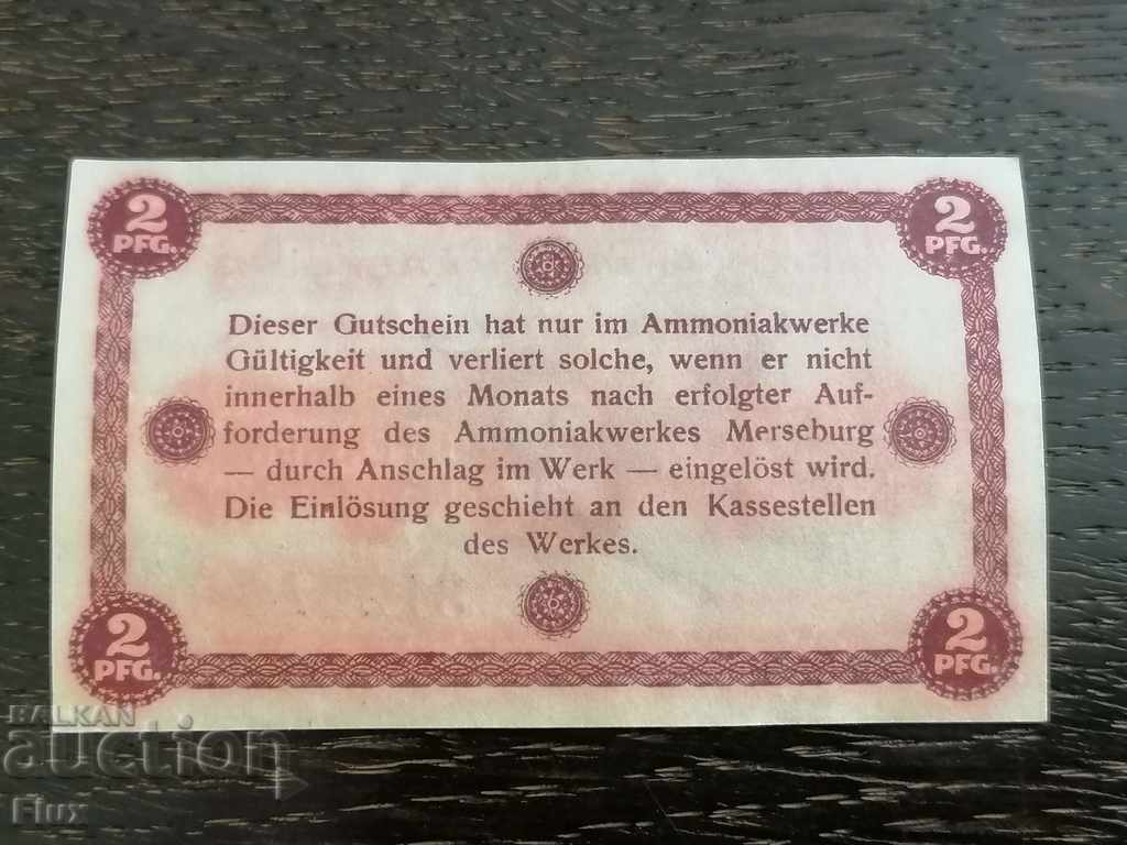 Κουπόνι από εργοστάσιο για αμμωνία και σόδα - Γερμανία - 2 pfeniga UNC με τιμή 8.75 BGN | € 4.47 Κουπόνι από εργοστάσιο για αμμωνία και σόδα - Γερμανία - 2 pfeniga UNC με τιμή 8.75 BGN | € 4.47