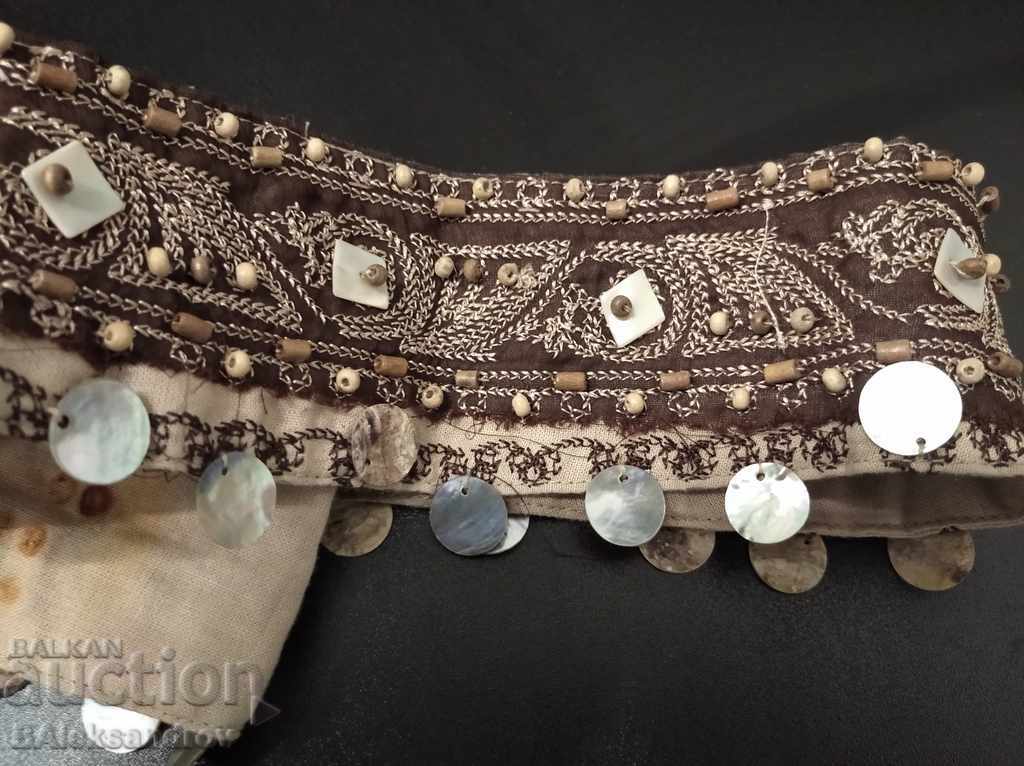 Auction Old embroidered belt with mother-of-pearl Auction Old embroidered belt with mother-of-pearl