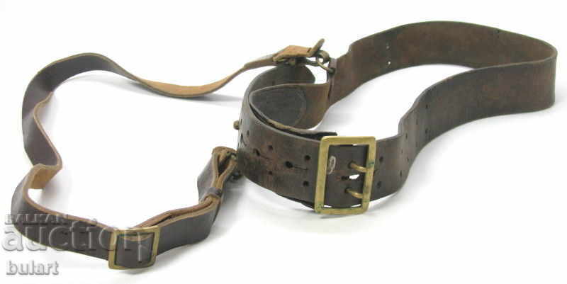 Царски Офицерски военен колан презрамка кожа WWII ARMY BELT
