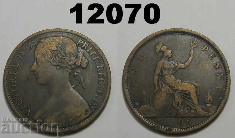 Великобритания 1 пени 1866 монета