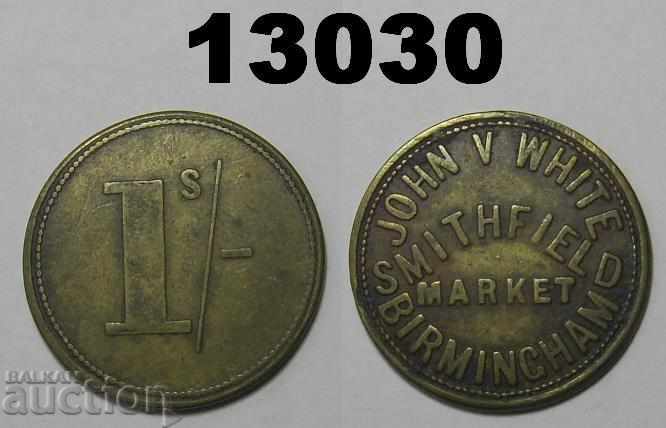 John V. White Smithfield market Birmingham shilling token