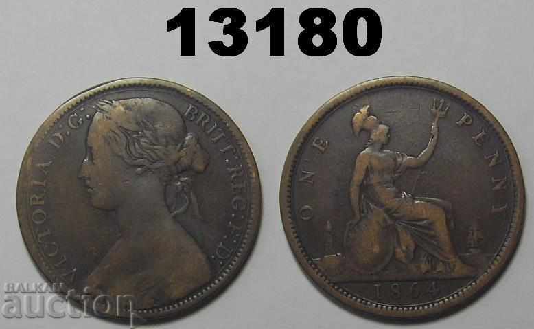 Великобритания 1 пени 1864 монета