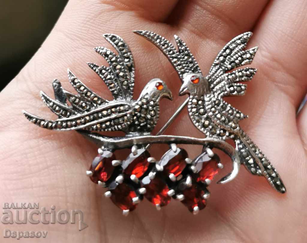Gorgeous Silver Birds with Pomegranates