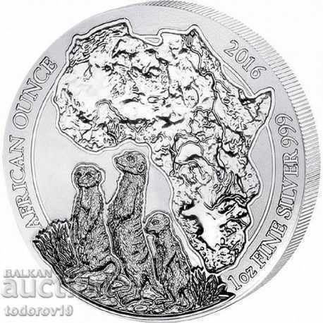 Silver 1oz Meerkats Rwanda 2016