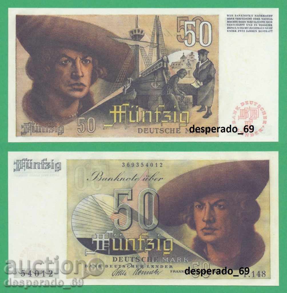 (¯` '• .¸ (reproducere) GERMANIA 50 de timbre 09.12.1948 UNC •' ´¯)