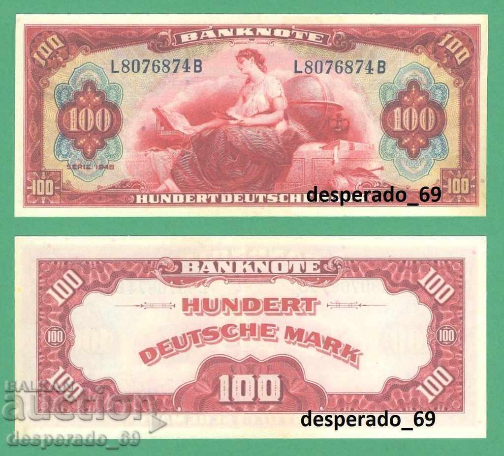 (¯`'•.¸(репродукция)  ГЕРМАНИЯ  100 марки 1948 UNC   ¸.•'´¯)
