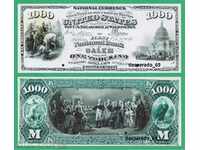 (¯`'•.¸(репродукция)  САЩ  1000 долара 1876  UNC¸.•'´¯)