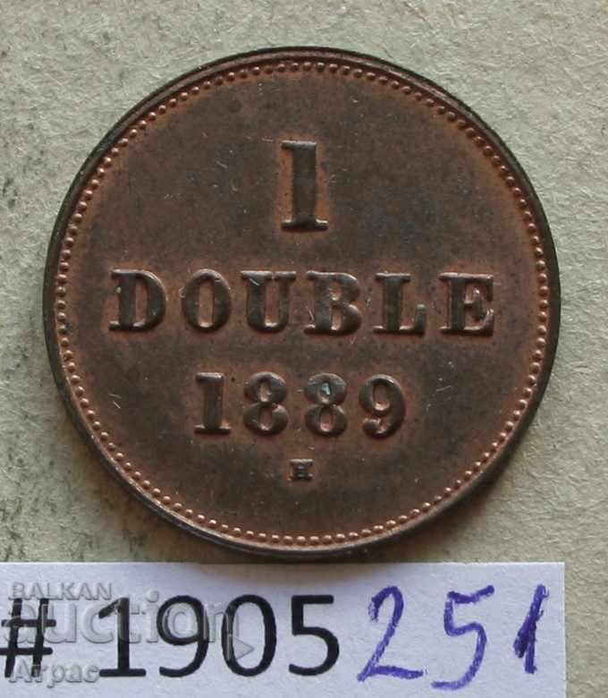 1 dublă 1889 Guernsey