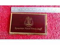 Carte de vizită din metal militar veche Cartierul General al Forțelor Navale din România
