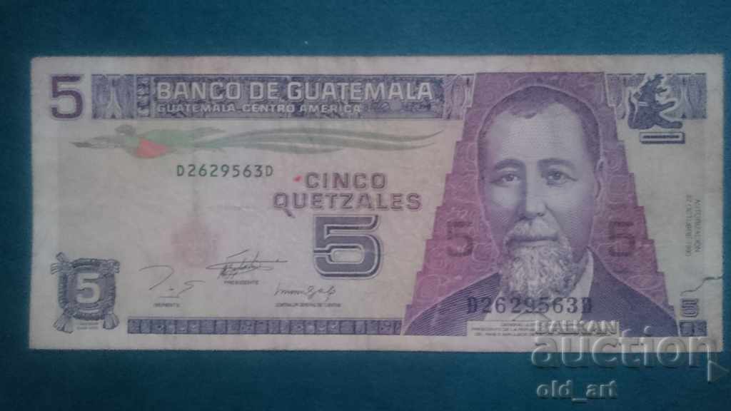 Banknote 5 Quetzal 1993 Guatemala