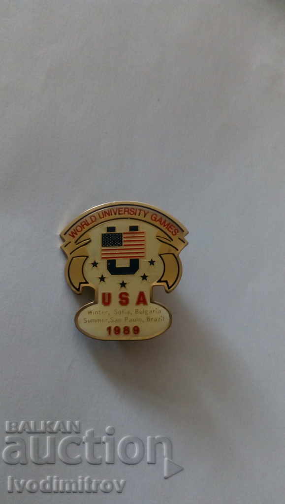 1989 World University Games USA badge
