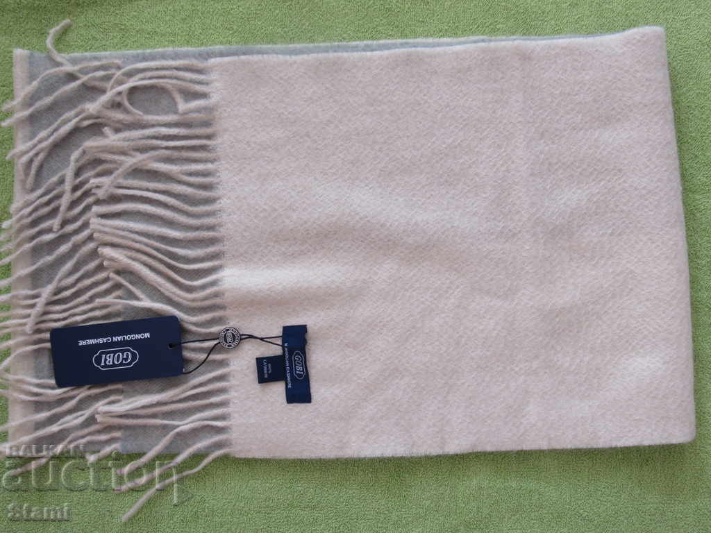 New cashmere scarf milky white and gray GOBI, Mongolia - 5
