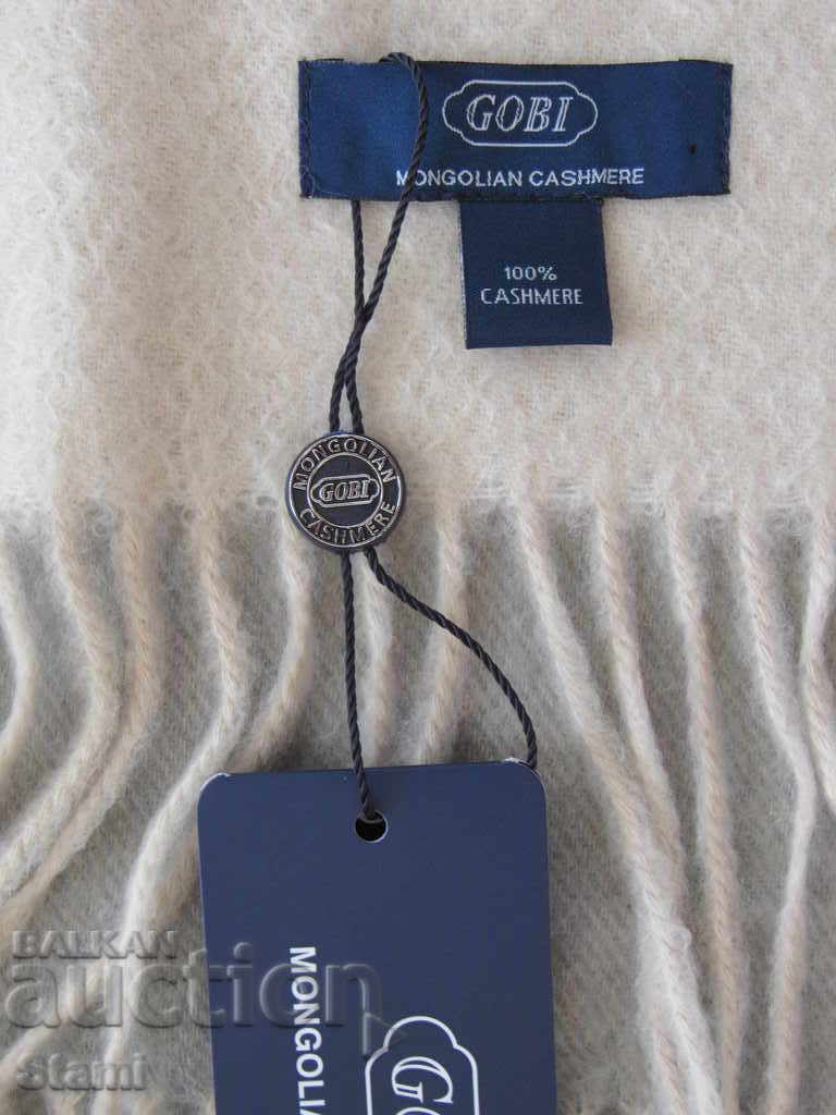 New cashmere scarf milky white and gray GOBI, Mongolia - 7
