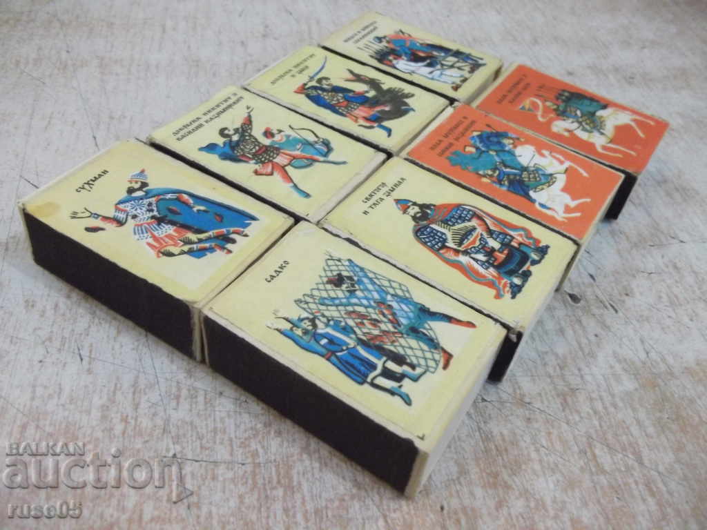 Auction Lot of 8 pcs. unused matches with fairy tale motifs Auction Lot of 8 pcs. unused matches with fairy tale motifs