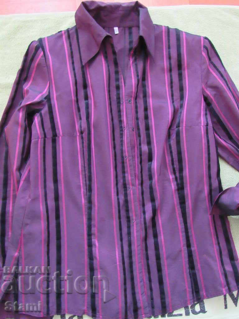 Women's purple blouse with taffeta strip, size 50