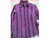 Дамска лилава блуза райе от тафта, размер 50
