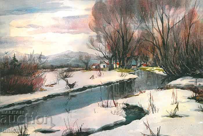 Pavel Frantzaliyski, "Winter", watercolor, reproduction