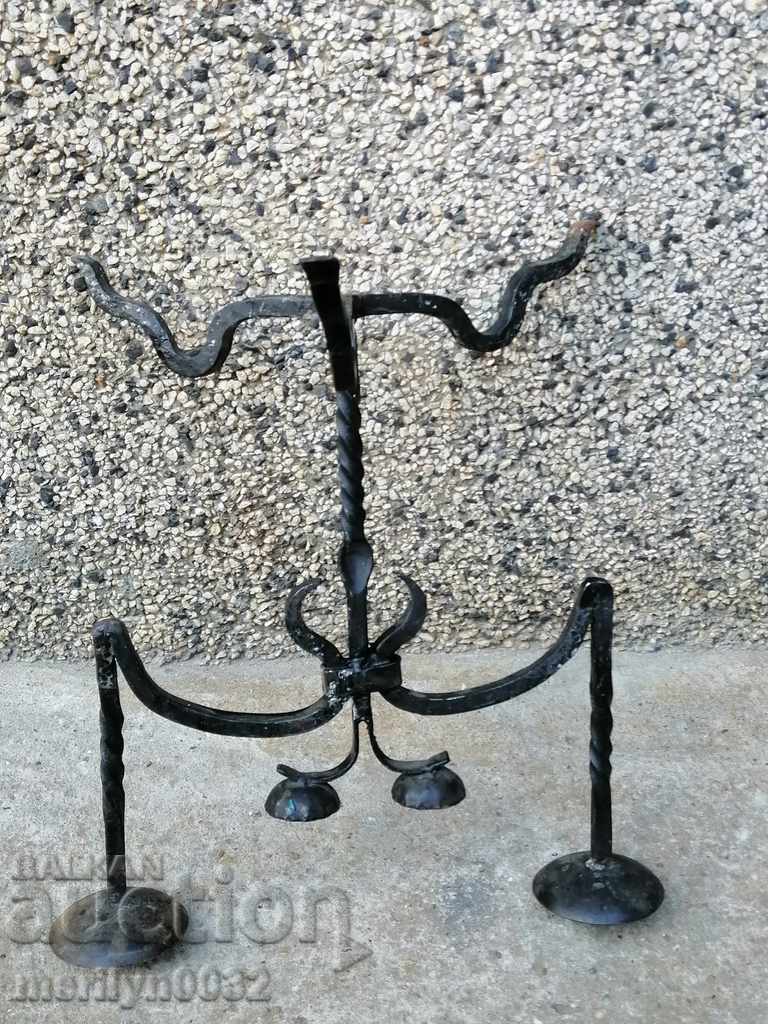 Old forged candlestick, candle - 5