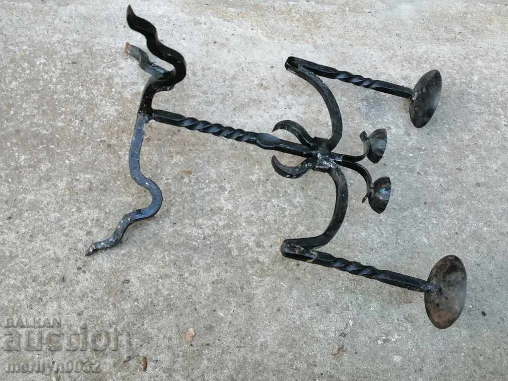 Old forged candlestick, candle - 6