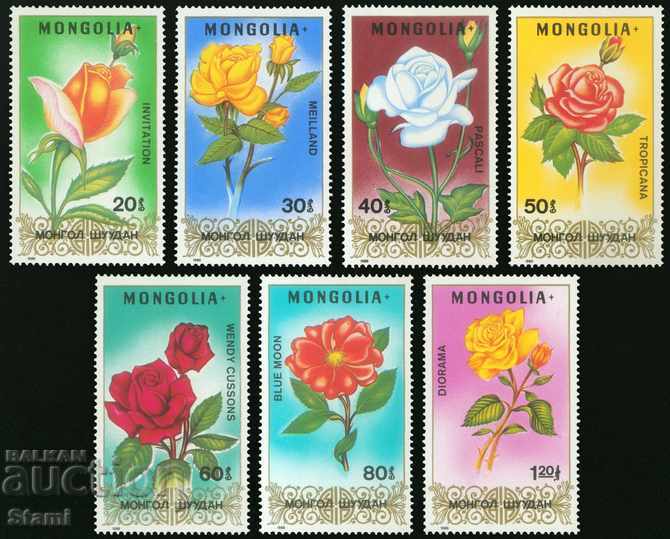 Сет 7 марки Рози, 1988, Монголия