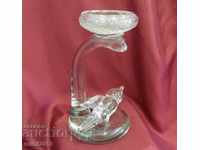 Old Crystal Glass Candlestick handmade