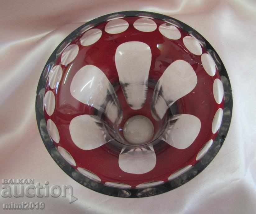 Auction Old Crystal Glass Massive Vase Bohemia Auction Old Crystal Glass Massive Vase Bohemia