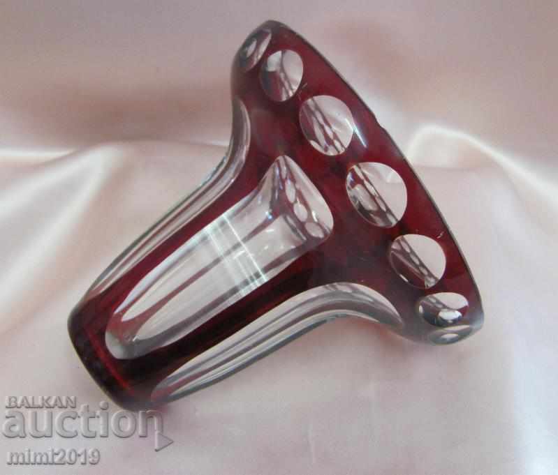 Old Crystal Glass Massive Vase Bohemia - 5 Old Crystal Glass Massive Vase Bohemia - 5