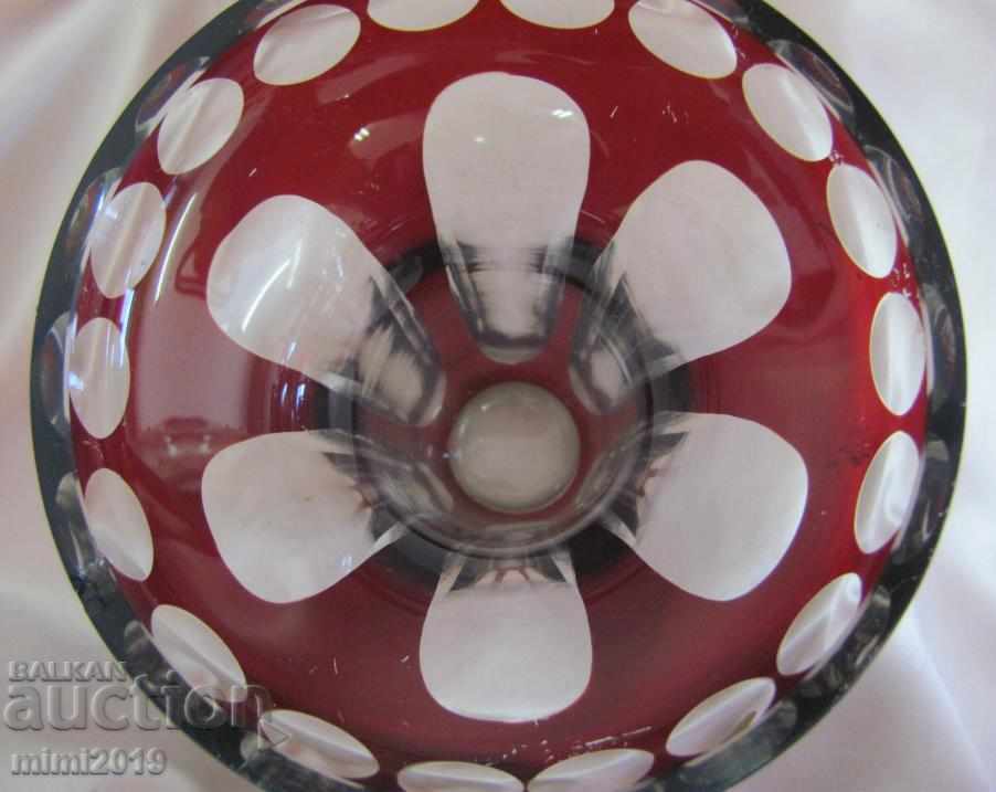 Old Crystal Glass Massive Vase Bohemia - 6 Old Crystal Glass Massive Vase Bohemia - 6