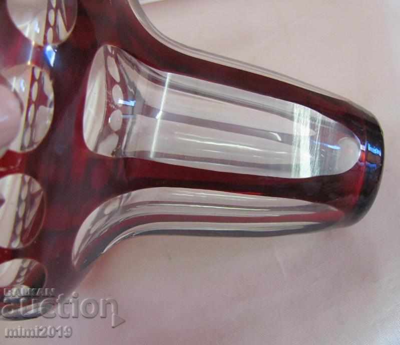 Old Crystal Glass Massive Vase Bohemia - 7 Old Crystal Glass Massive Vase Bohemia - 7