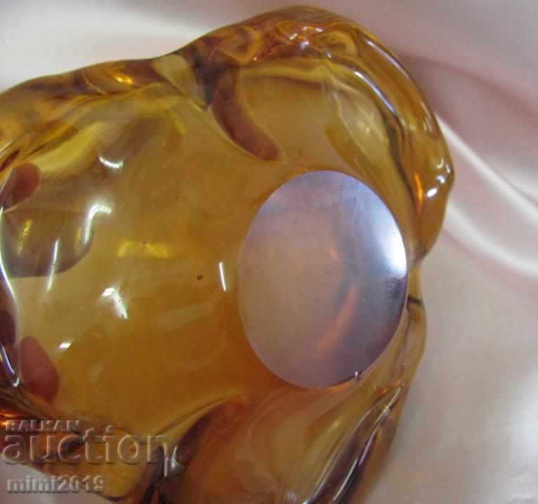 Crystal Glass Handmade Solid Heavy Ashtray - 6 Crystal Glass Handmade Solid Heavy Ashtray - 6