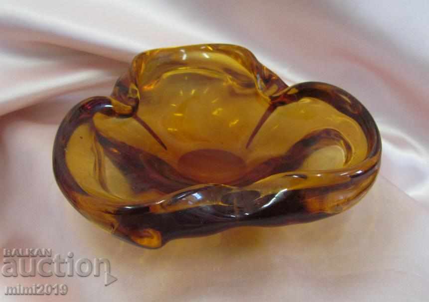 Crystal Glass Handmade Solid Heavy Ashtray - 7 Crystal Glass Handmade Solid Heavy Ashtray - 7