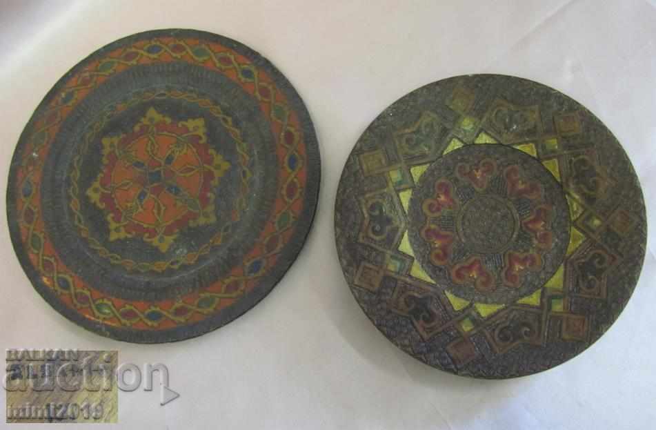 19th century 2 pieces Wooden Plate Albania