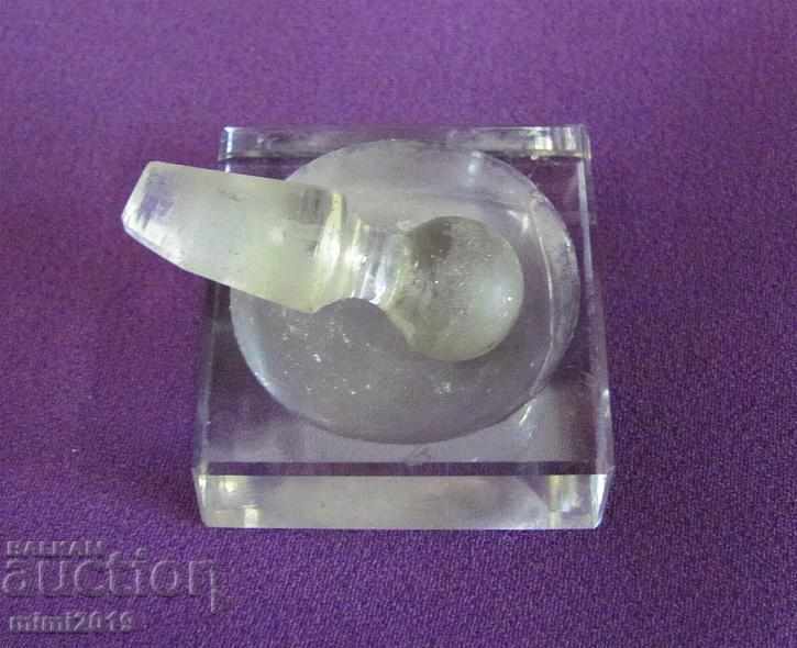 Mini sticla medicala din sticla veche de cristal