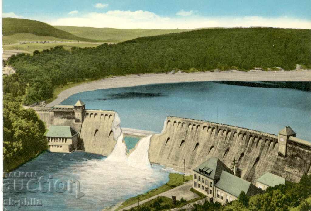 Carte poștală veche - Edersee, Ruperea zidului barajului