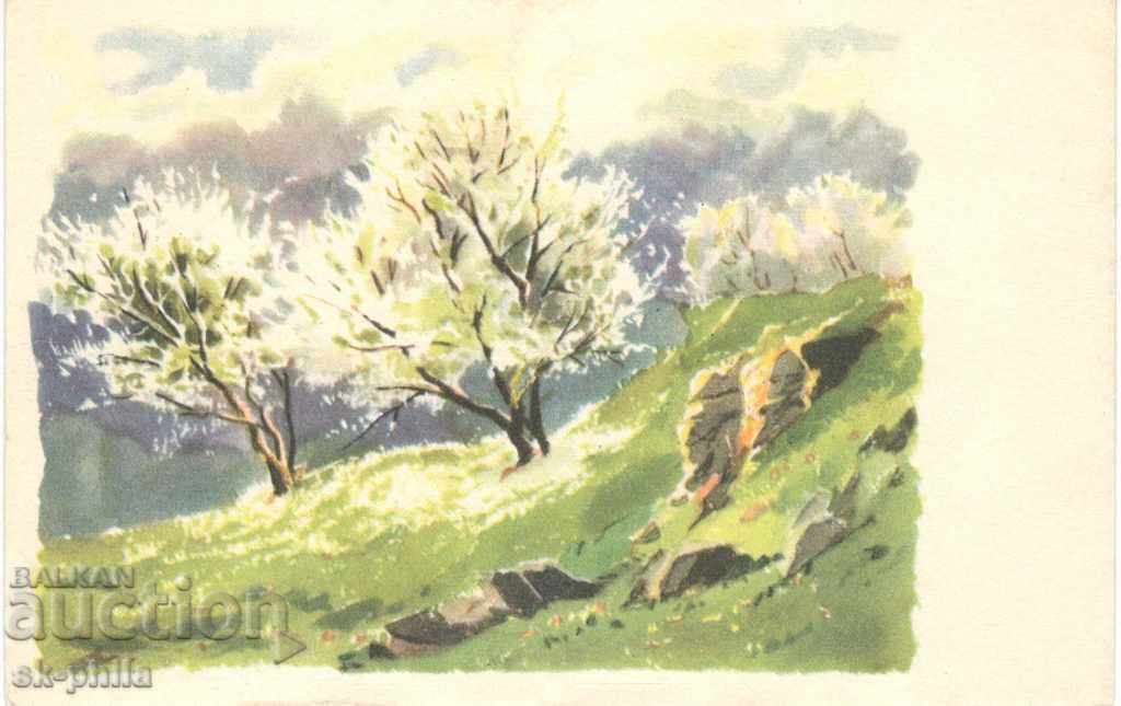 Стара картичка - Пролетна идилия