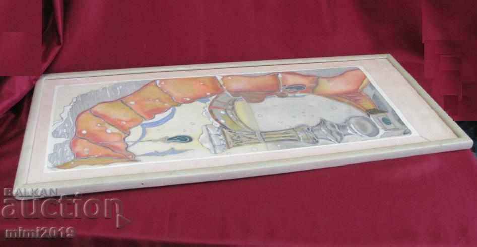 Original Painting Abstraction on silk fabric - 6