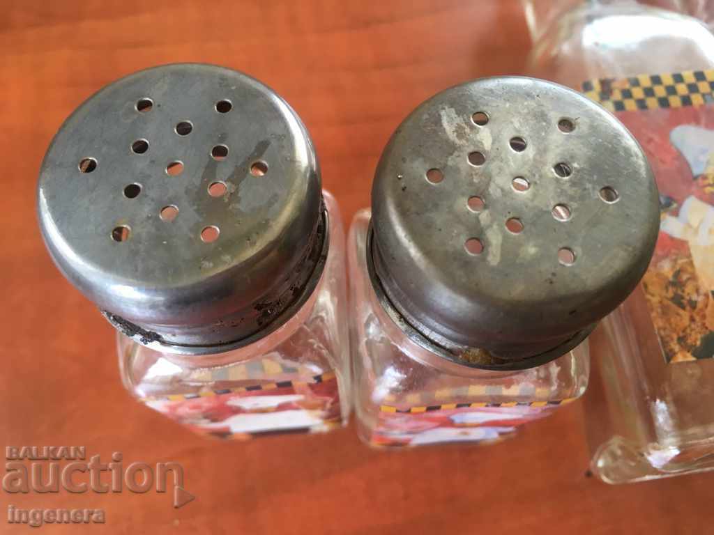 Auction Bottle, SOCA-Salt Pepper Glass Vinegar Oil Auction Bottle, SOCA-Salt Pepper Glass Vinegar Oil