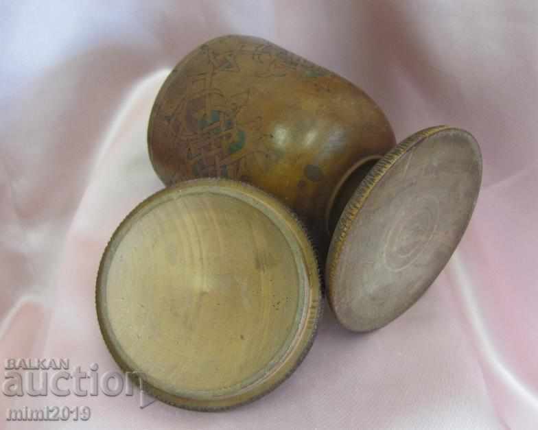 Доставка на 19 век Дървена Купа с Капак ръчна изработка Доставка на 19 век Дървена Купа с Капак ръчна изработка