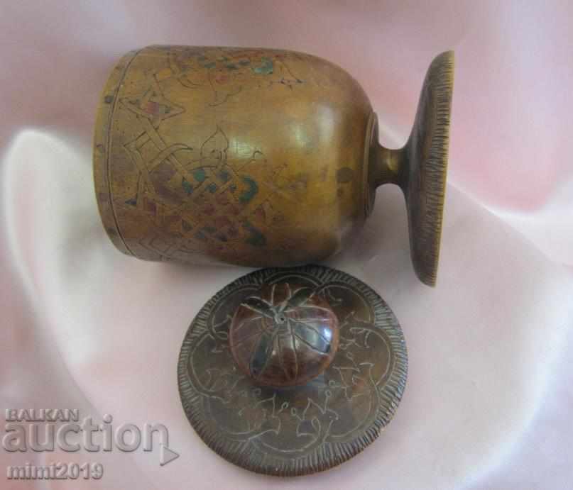 19 век Дървена Купа с Капак ръчна изработка - 5 19 век Дървена Купа с Капак ръчна изработка - 5