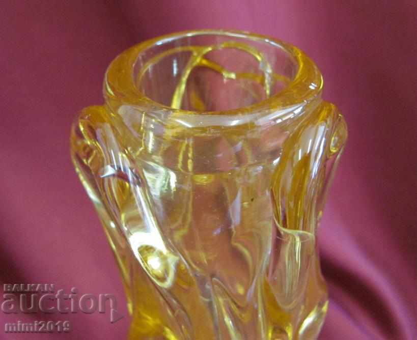Old Art Deco Crystal Vase handmade - 5 Old Art Deco Crystal Vase handmade - 5