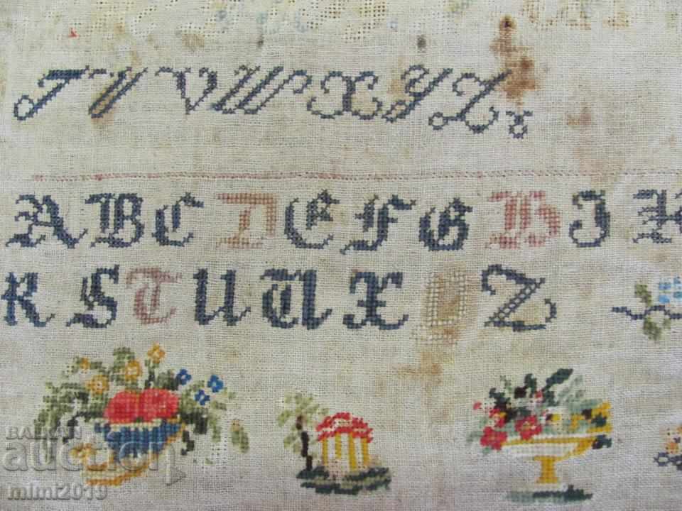 Auction 1700th SAMPLER ALPHABET Hand Embroidery Rare Auction 1700th SAMPLER ALPHABET Hand Embroidery Rare