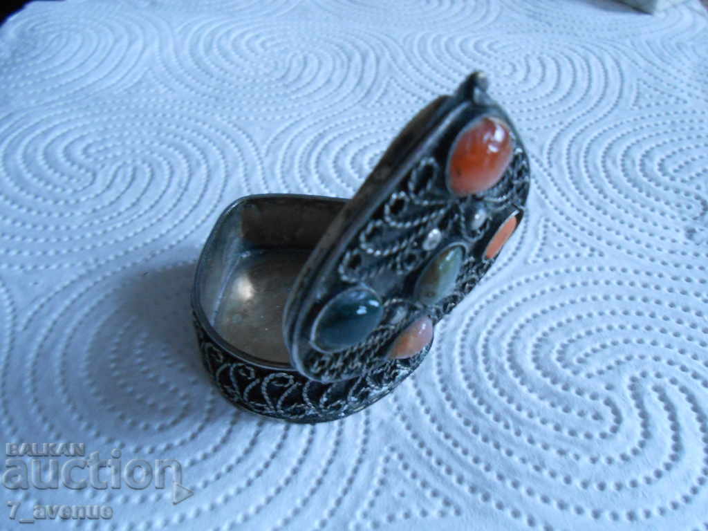Old jewelry box or small items with natural stones - 6