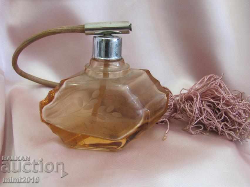 30s Art Deco Crystal Glass Bottles for Perfume Bohemia