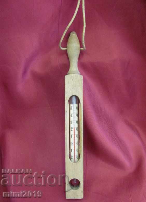 19th Century Thermometer with ethanol wood and glass