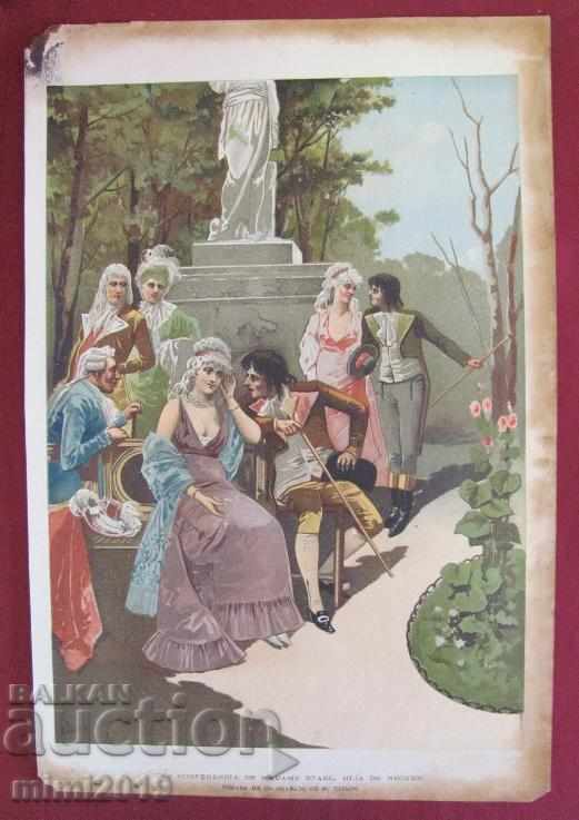 18th Century Chromolithography-French Revolution MADAME STAEL