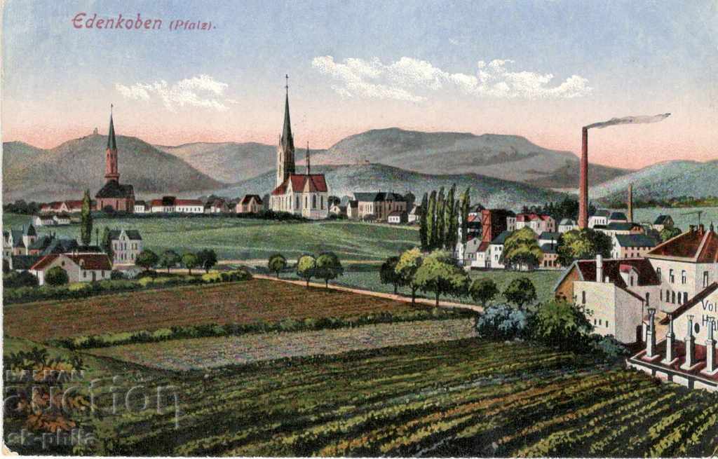 Old Postcard - Evening, Beautiful View - Churches, Factories